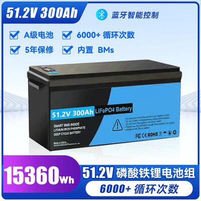 15.36kwh磷酸铁锂51.2v300ah电池组家庭储能太阳能蓄电池备用能源