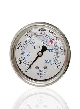 高压清洗机压力表不锈钢充油耐震轴向注油YBN60Z 250bar M14*1.5