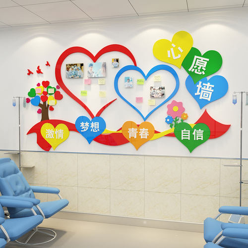 心许愿树医院科室护士站文化墙面贴诊所背景心理咨询室布置挂图