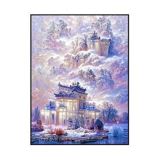 雪国城堡03新款5d雪景s童话屋diy钻石贴画满钻带框手工自粘贴装饰