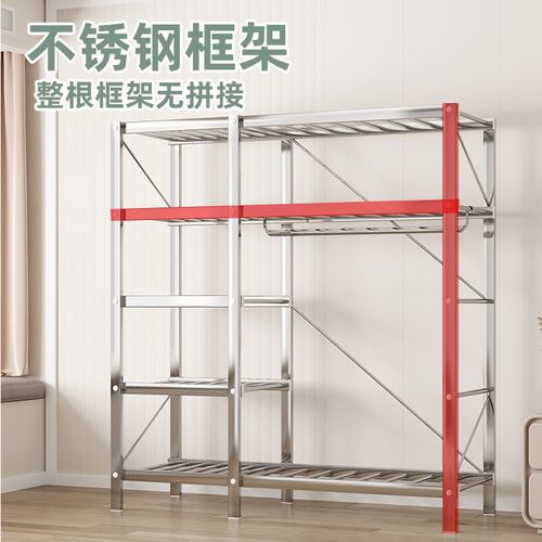不锈钢钢架简易布衣柜钢管加粗加固卧室家用结R实耐用防尘挂衣架