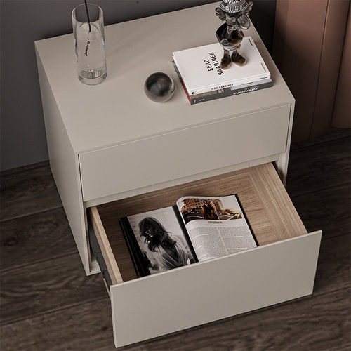 实木阻尼烤漆简约现代床s头柜意式轻奢床边柜卧室收纳柜极简收纳