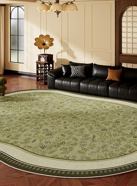 绿色地毯客厅复古中古风不规x则异形室内地垫懒人免打理防水沙发