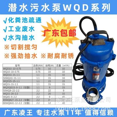 凌王污水泵潜水泵WQD工业废水化粪池养殖场生活污水