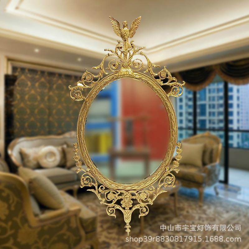 欧式全铜镜子沐浴房卫生间个性奢华大气化妆镜穿衣镜挂墙椭圆复古,特色手工艺,其他特色工艺品,淘宝优惠券,粉丝福利购,淘宝优惠卷