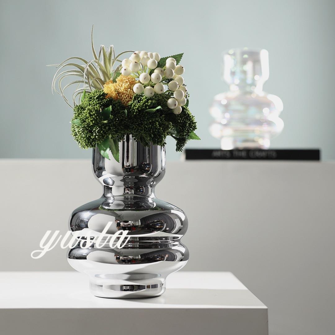 简约玻璃售楼处插干花瓶花器客厅餐厅桌面茶几柜别墅软装饰品摆件