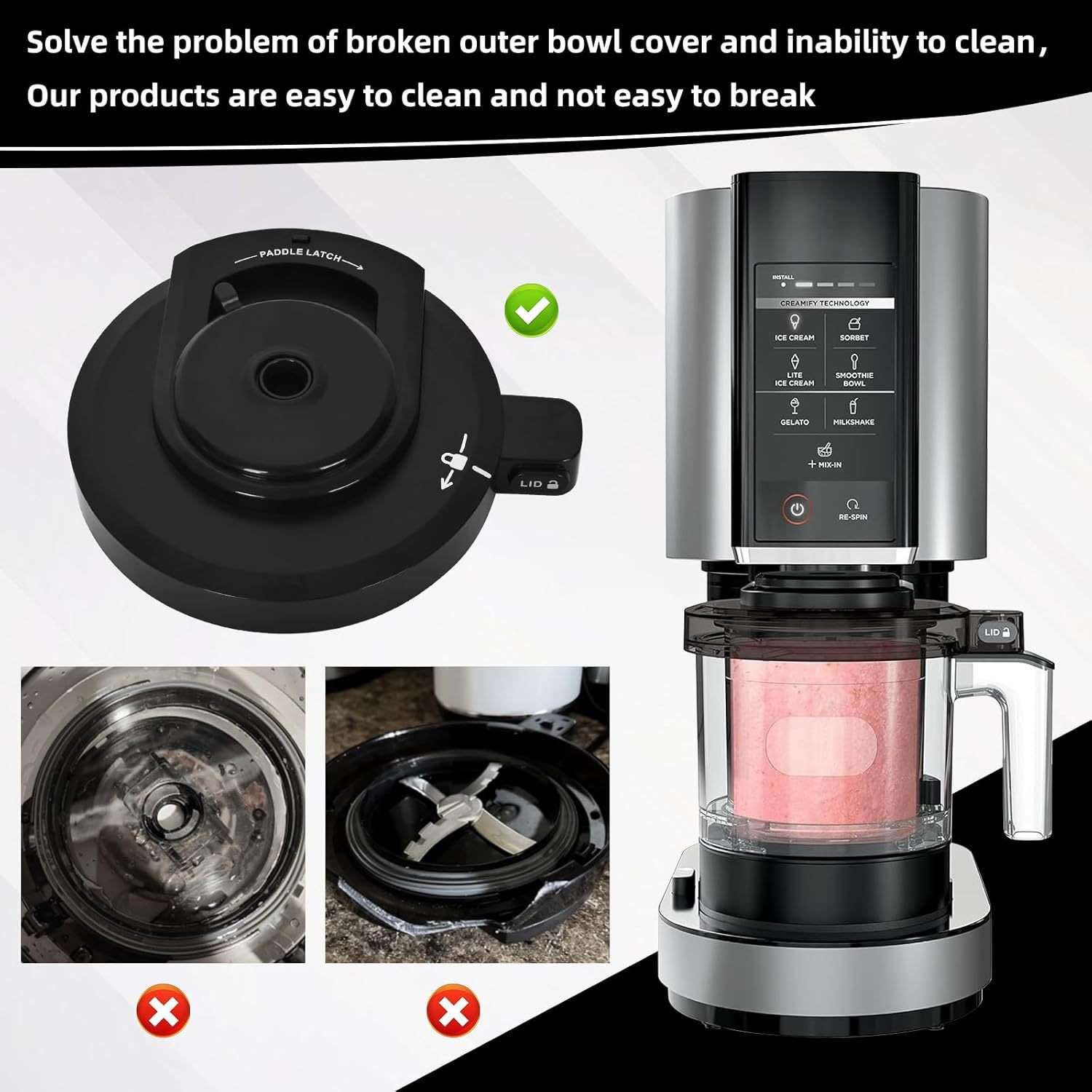 适用Ninja冰淇淋机外碗盖兼容Ninja NC299AMZ/NC301/NC300/NC201