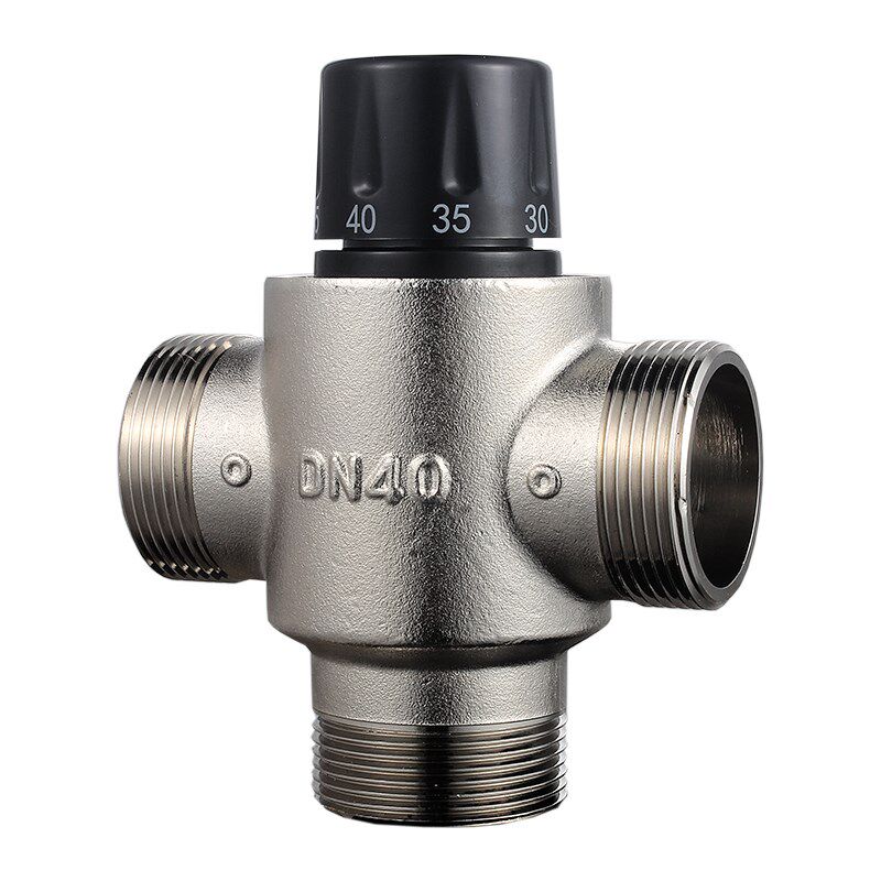 DN40恒温阀地暖管道阀冷热水调温三通自动恒温混水阀浴池恒温系统