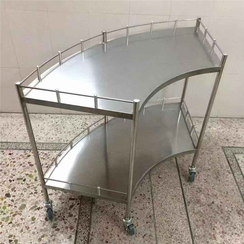 加厚不锈钢治疗车医用小推车扇形器械台医疗车器械仪器车手术推车