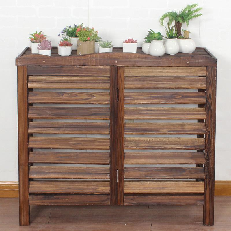 新款厂壁挂花架天然衫木防腐碳化木空调架防蛀自然纹理护栏