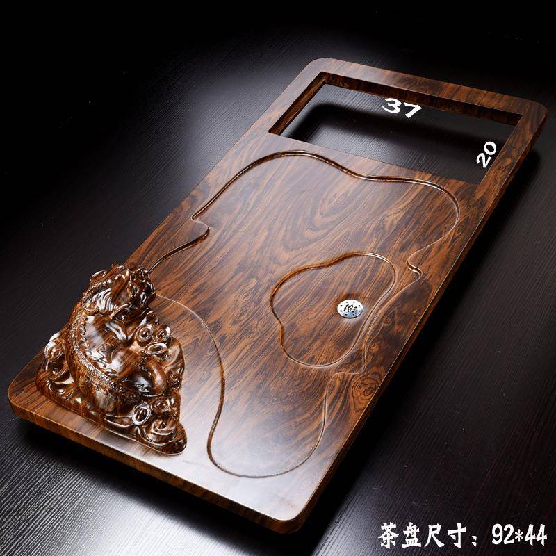 家用办公木质茶台茶海茶盘一体大中号直排储蓄长方形托盘送排水管