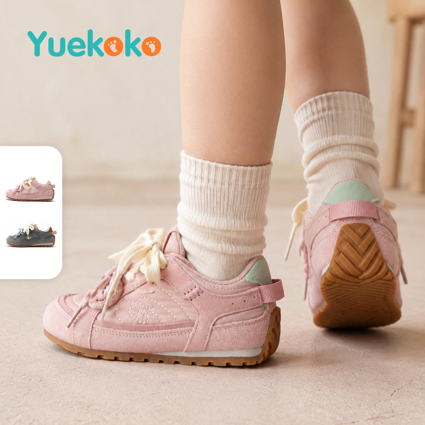 YUEKOKO男女童德训鞋2026秋季新款休闲防滑耐磨轻便软底百搭日常