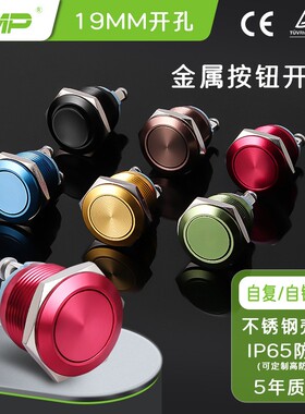 CMP西普金属按钮开关MP019A不锈钢壳体ip67防水彩色自锁复位按钮