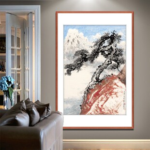 秋夕放伐图关山月国画重彩水墨画客厅走廊尽头过道山水画艺术挂画