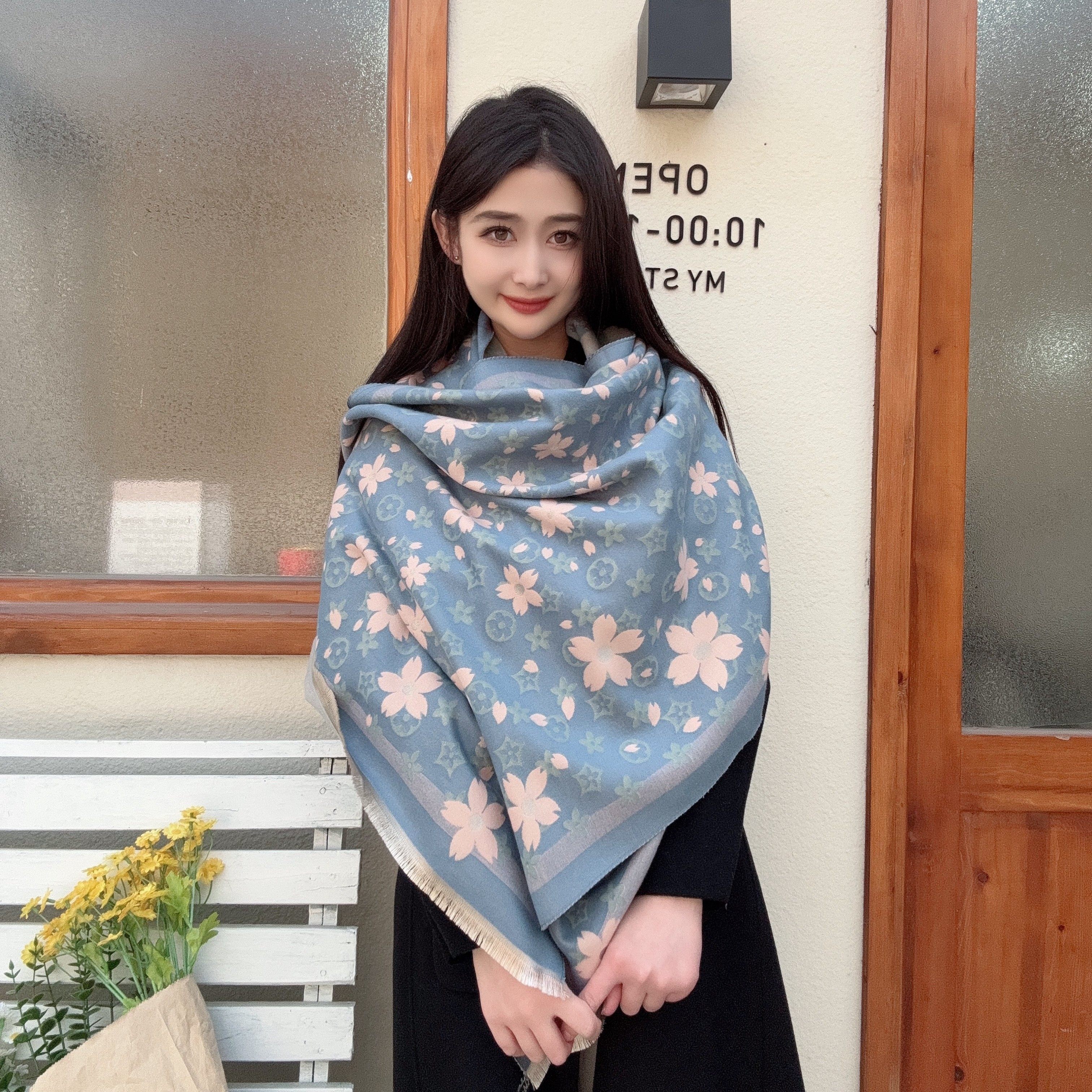 秋冬新款樱花日系流苏仿羊绒女百搭加厚防寒空调碎花文艺披肩围巾,服饰配件/皮带/帽子/围巾,防晒披肩,淘宝优惠券,粉丝福利购,淘宝优惠卷