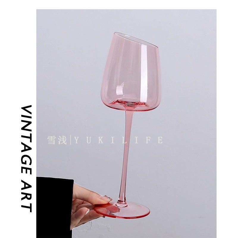 火烈鸟粉雾 春阴扑翠钿高脚杯中古家用酒杯 葡萄酒杯红酒杯水晶