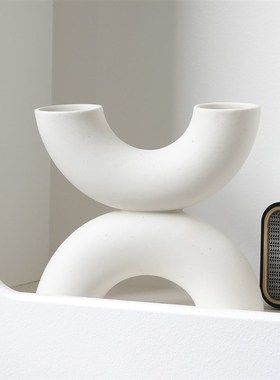 水培小众花瓶轻奢l高级感乔迁礼物简约现代白色餐桌装饰品假花