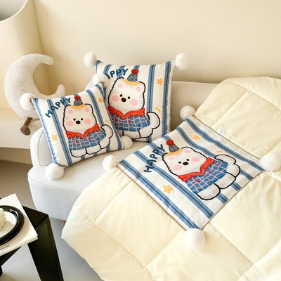 雪地狗抱枕被子两用2025新款办公室车载午睡空调毯子二合一枕头被