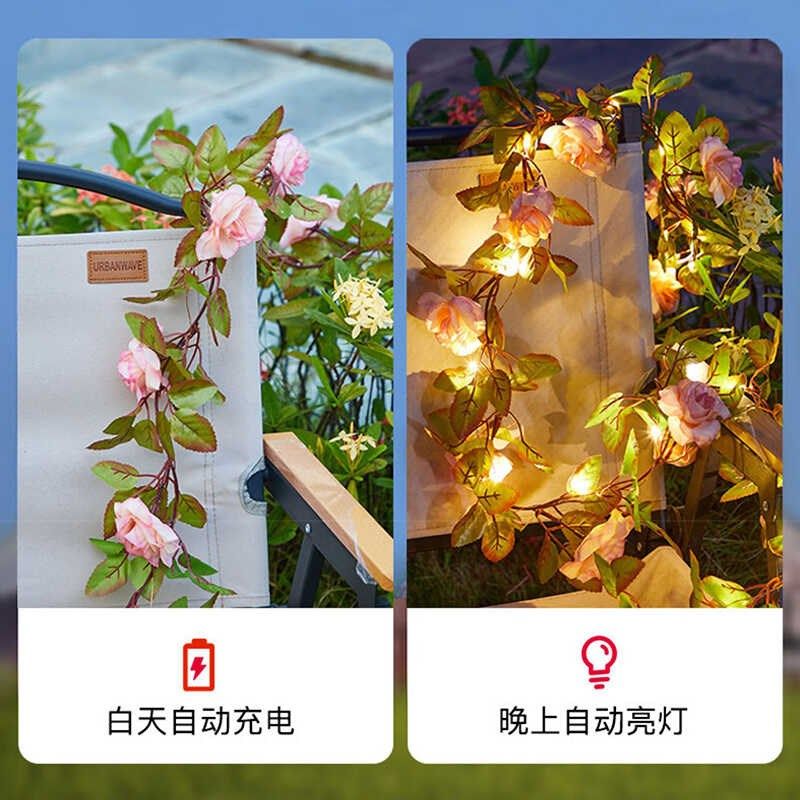 太阳能玫瑰花藤灯串户外防水庭院家用阳台栅栏围墙壁装饰氛围灯,节庆用品/礼品,装饰灯,淘宝优惠券,粉丝福利购,淘宝优惠卷