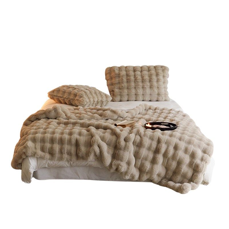高级感轻奢秋冬加厚m保暖毯子装饰毛毯空调毯单人沙发盖毯兔毛绒