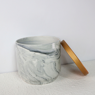 陶瓷上釉仿大理石纹艺术现代花盆鲜花花卉绿萝盆栽圆形大号带托盘