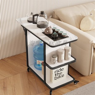 沙发侧边柜小茶台可折叠岩板长y窄茶几家用茶车烧水壶一体移动茶