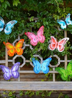 户外园林仿真动物墙壁装饰摆件庭院铁艺蝴L蝶插件花园景观雕塑小