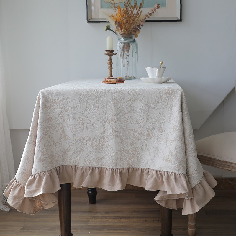 新款大圆桌餐桌布方m桌盖布可定制欧式法式田园复古风高级感款加