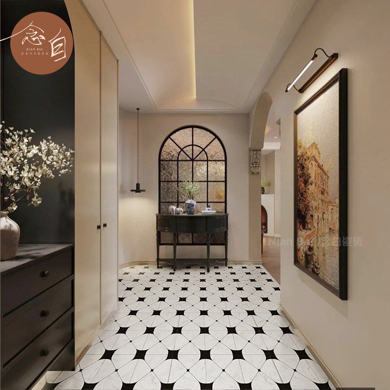 彷大理石马赛克磁砖石材拼花墙砖厨房化妆室浴室玄关饭厅防滑地砖