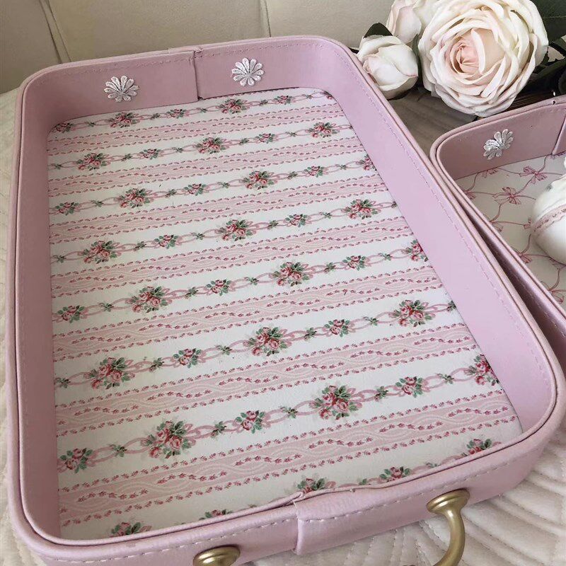 欧式茶盘颜值爆表复古金色手柄收納托盘长方形茶杯盘拍照道具盘子