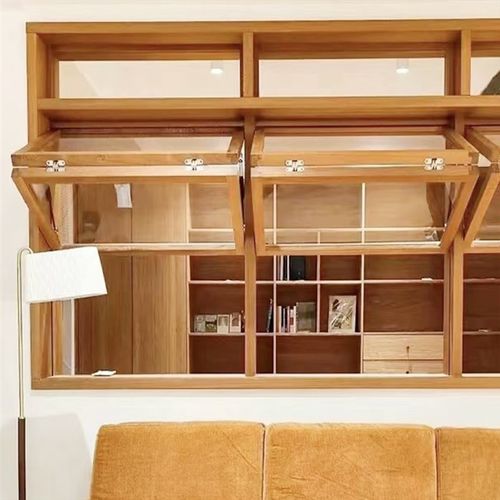 原木风窗户实木定制上下推拉折叠窗厨房对开木头窗户咖啡店木质