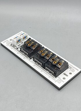 深灰色118型大号10A五孔3个电源双六类I网络网线电脑宽带CAT6面板