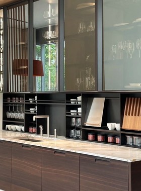 意式嵌入式抽屉衣柜门把手轻奢黑色加厚25板开槽橱W柜门钓鱼拉手