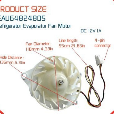 EAU64824805冰箱蒸发器电机适用于LG 冰箱电机冷冻风扇DC12V