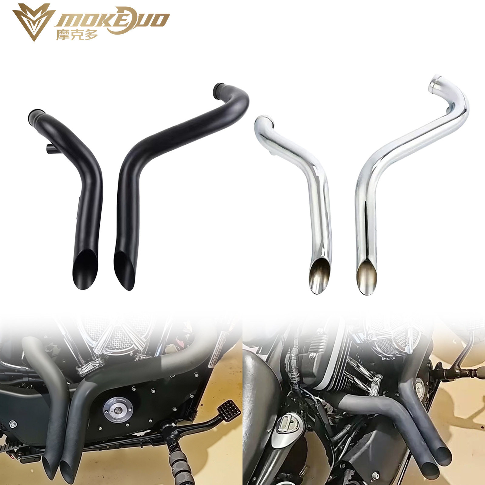 适用哈雷XL883 1200 X48 72软尾司令肥仔 改装CNC 直出复古排气管
