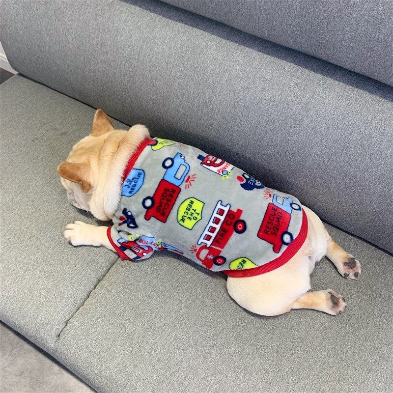 秋冬法国斗牛犬毛绒睡衣宠物狗狗衣服泰迪柯基英斗巴哥胖狗保暖衣