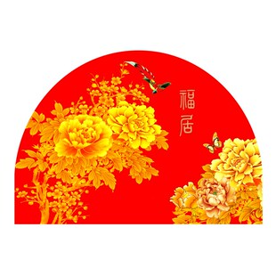 家用红色半圆入户门地垫进门口玄关浴室脚垫门垫门内门外喜庆地毯