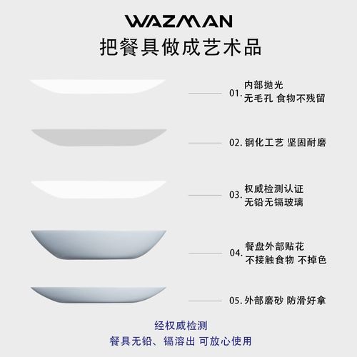 wazman多巴胺碗盘餐具套装玻璃耐热西餐浅平盘深盘洗碗机可用耐摔