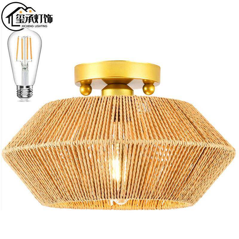 外销手工编织藤编藤条吸顶灯复古美式简约过道玄关入户灯中山,金属材料及制品,金属加工件/五金加工件,淘宝优惠券,粉丝福利购,淘宝优惠卷