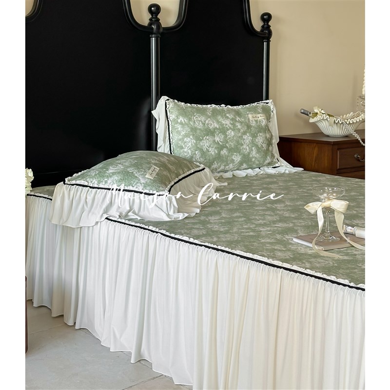 嘉里home 夏季凉感高分子立体提花软凉席简约可水洗床裙款三件套