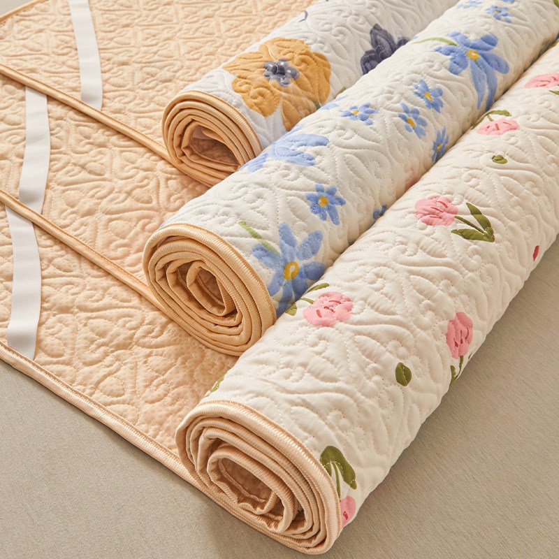 榻榻米床褥子床盖软席防滑花卉炕盖床护垫全棉夹棉床单单件