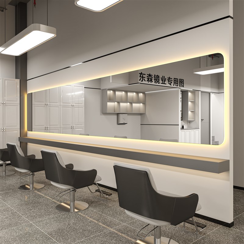 网红理发店镜子发廊理发镜染烫镜台面美发店镜横挂一体大通镜