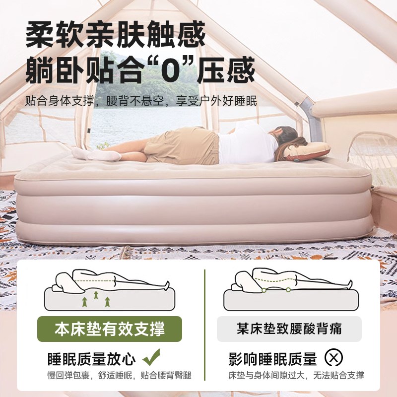 鹿营佳户外充气床垫自动充气露营睡垫打地铺便携折叠家用充气垫床