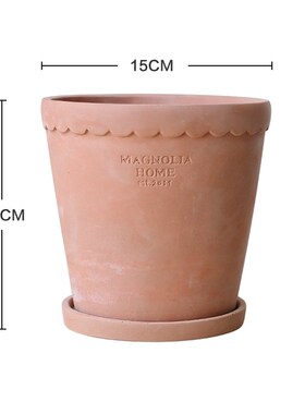 加色水泥花盆15CRM红色带托盘