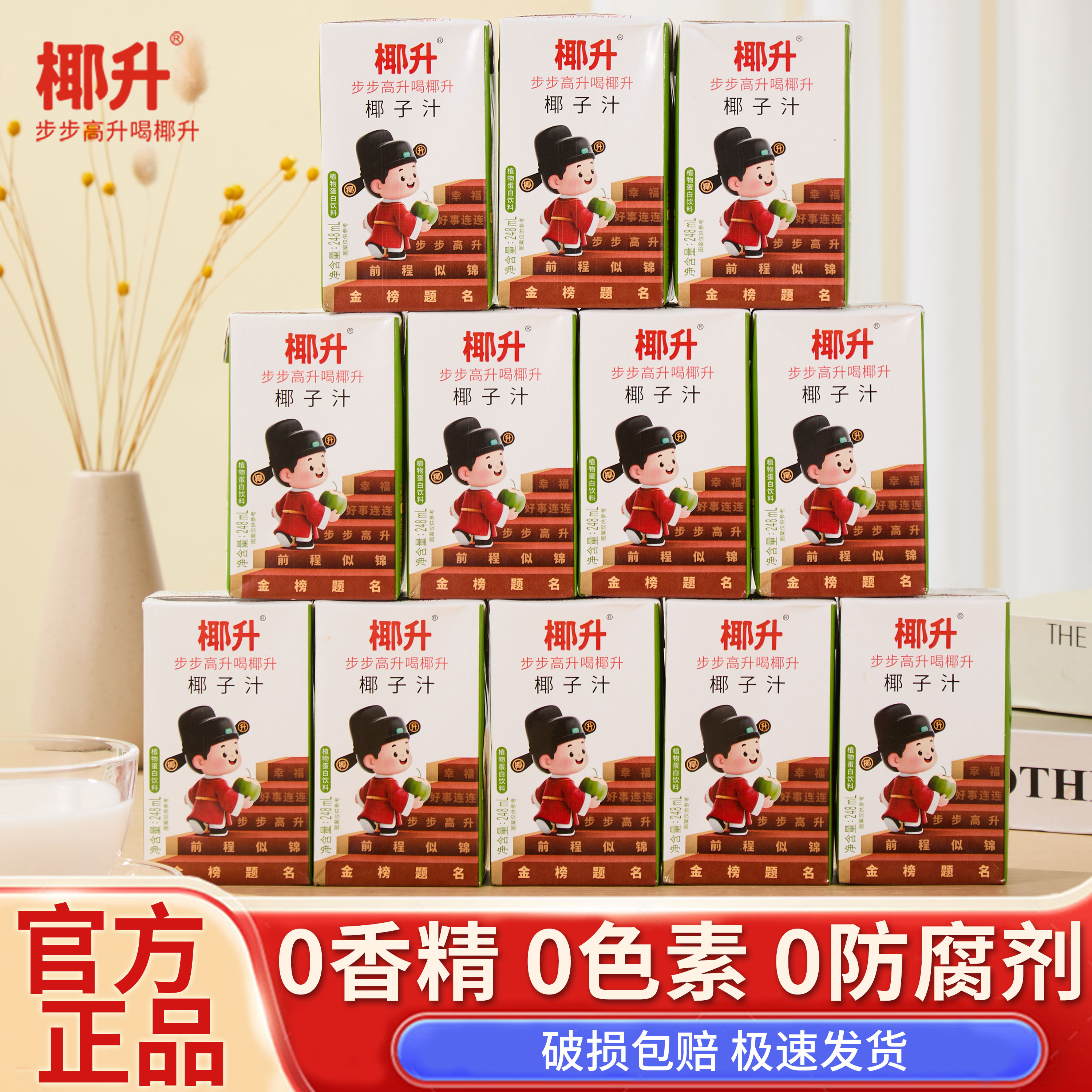 椰升椰子汁生榨植物椰奶0添加早餐饮品过节送礼专用高档蛋白饮料