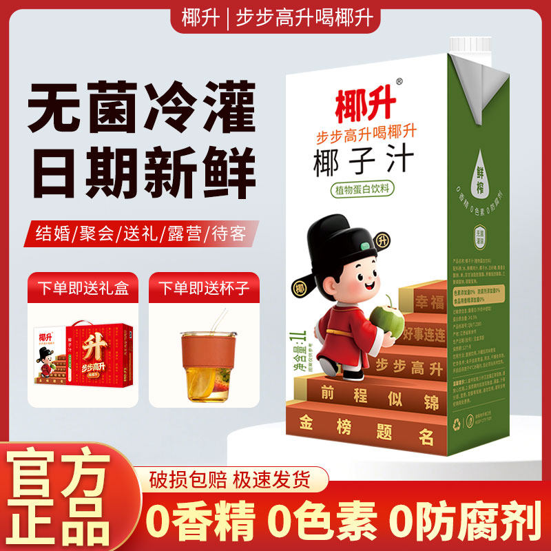 椰升椰子汁生榨椰奶过年送礼饮品高档礼盒装宴席大瓶植物蛋白饮料