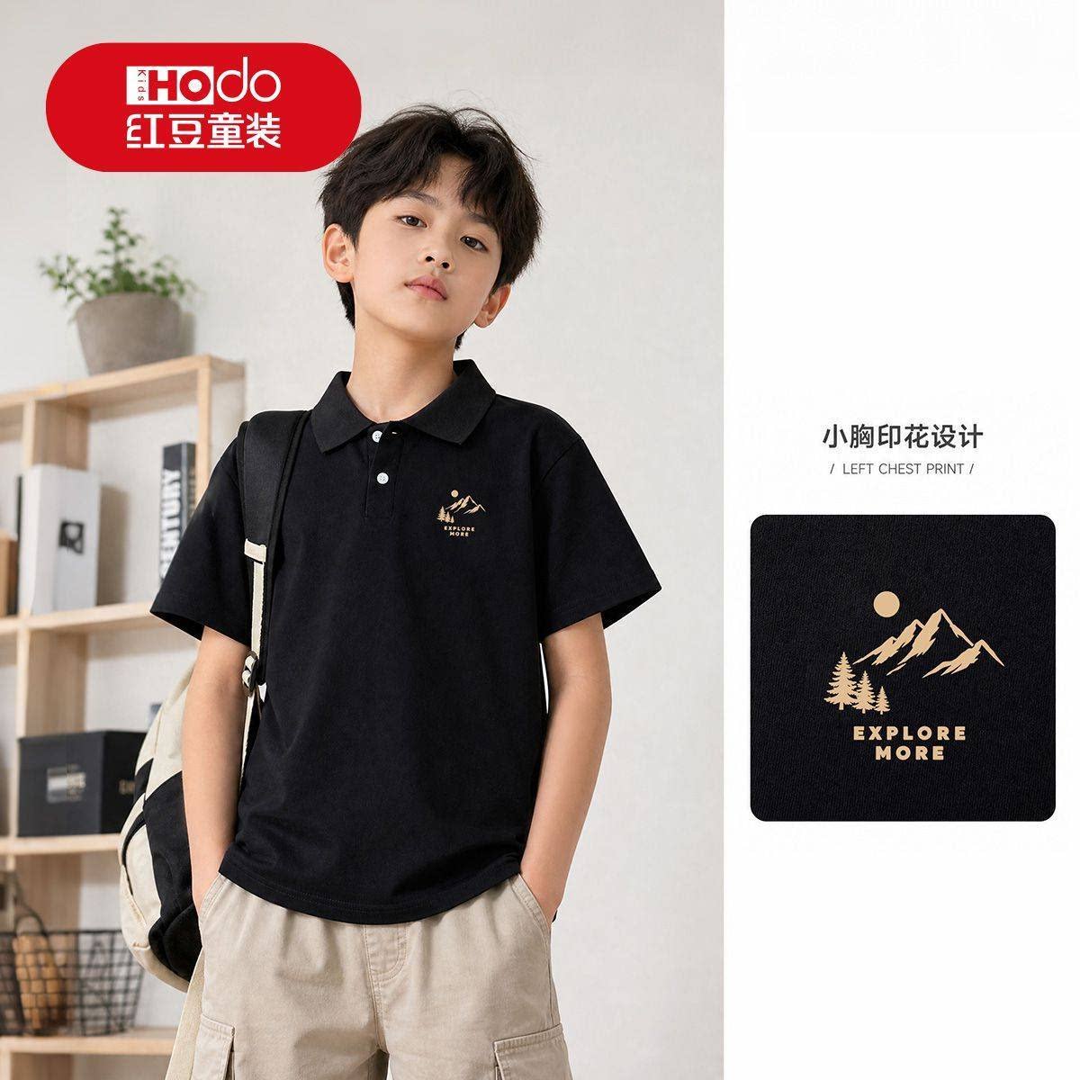红豆儿童短袖男童T恤夏季新款男孩POLO衫上衣中大童纯棉宽松