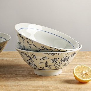 墨色高级感陶瓷6寸面碗家用7寸斗笠碗拉面碗吃面碗大碗汤面碗汤碗