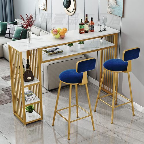 靠墙吧台桌长条桌双层轻奢吧台阳台高桌子高脚长桌奶茶店吧台桌椅