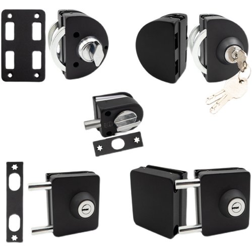 哑光黑色无框玻璃门锁拉门单开双开关单门双门商铺大门办公室门锁